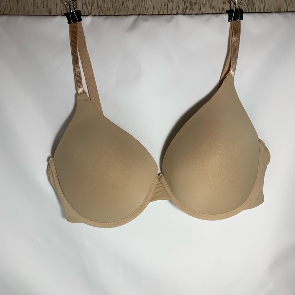 Secret Treasures Nude Beige Padded lined T Shirt Tshirt Bra Underwire 38C EUC
